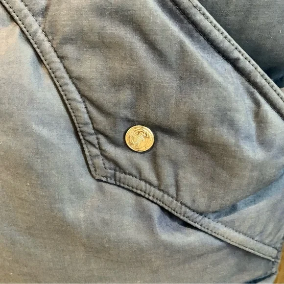 JC Penny Ski Apparel Size Large Unisex Navy Cream Snap Button Puffer Ski Vest - Picture 6 of 9